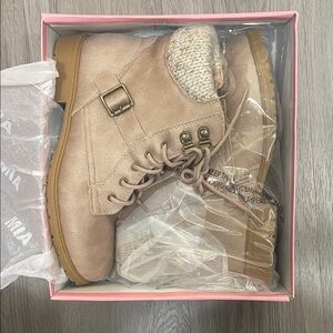 MIA Women's Beige Combat Boots